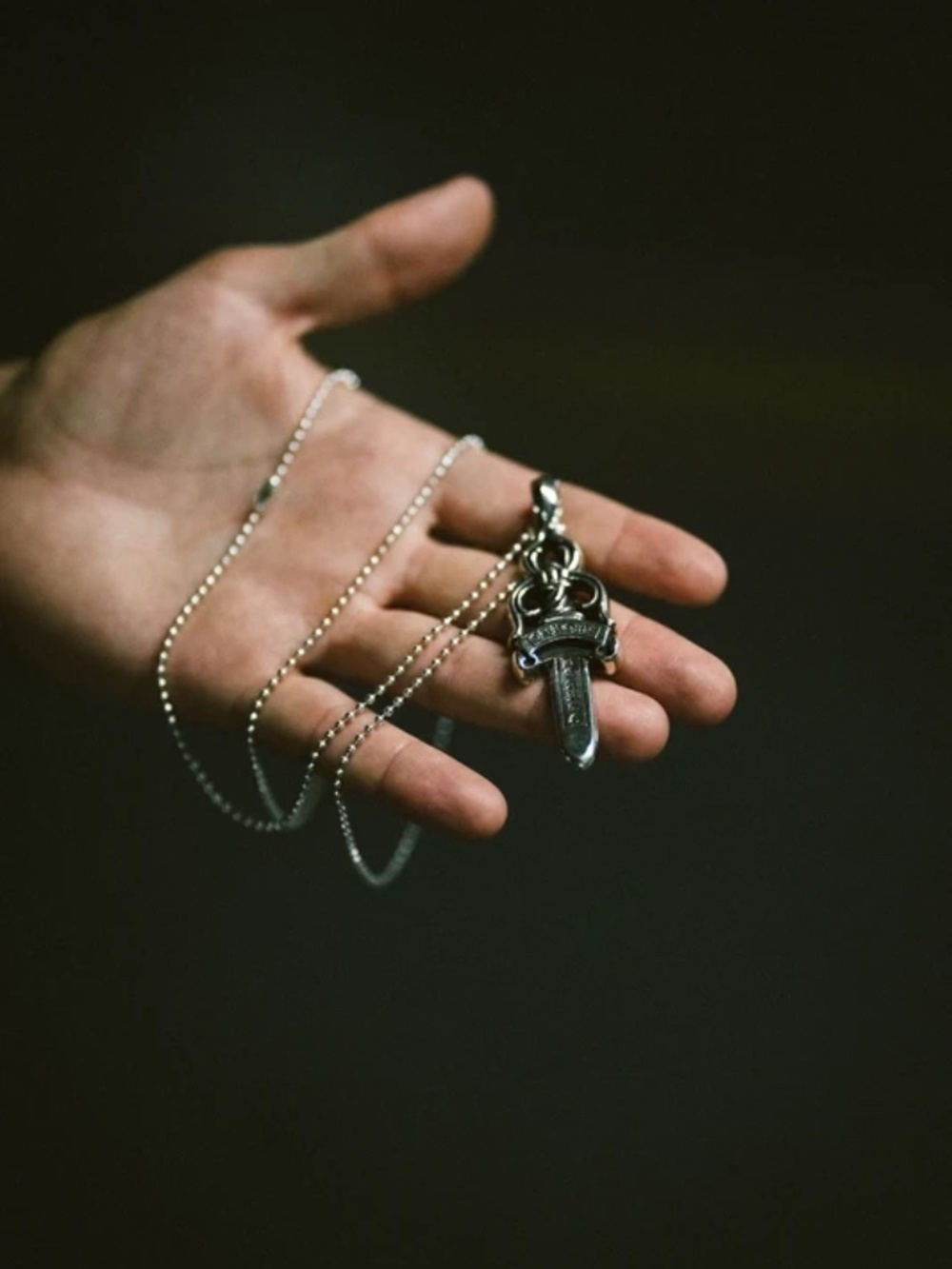 Chrome Hearts Large Dagger Pendant and Paperchain